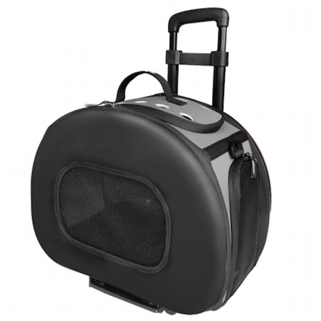 Petpurifiers Tough-Shell Wheeled Collapsible Final Destination Pet Carrier- Black - Medium PE3176291